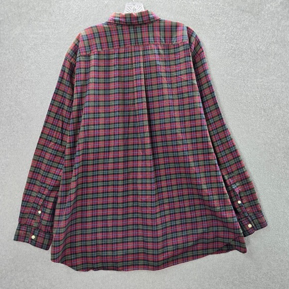 VINTAGE Ralph Lauren Men Button Up Shirt 2XB Red Plaid Classic Fit Long Sleeve - Picture 6 of 8